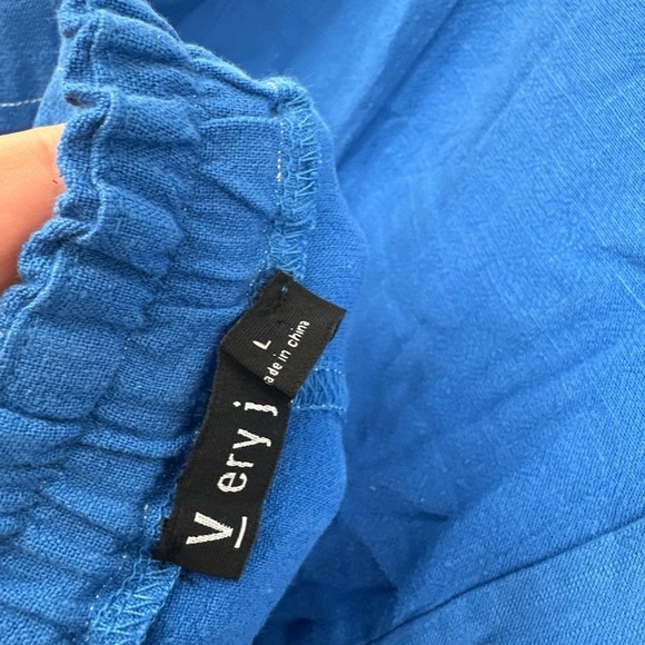 Very J Blue indigo Size Large Jumpsuit NWOT - Picture 8 of 9